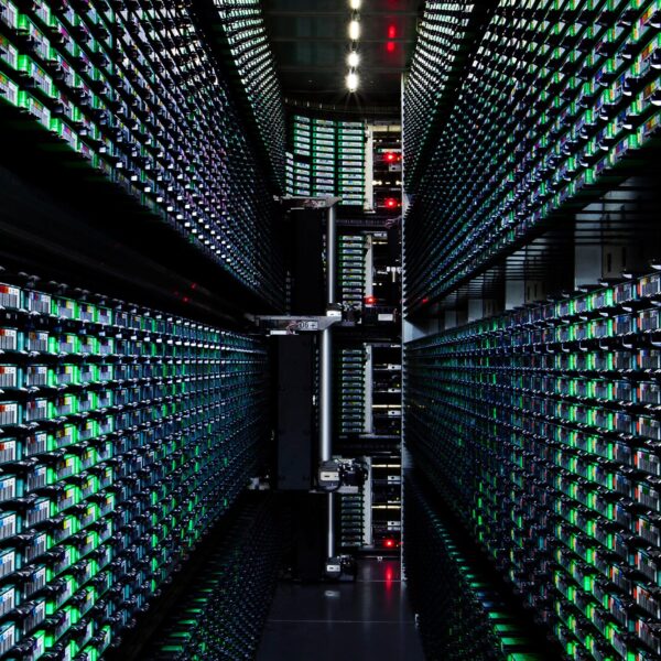 The interior of an information technology facility.